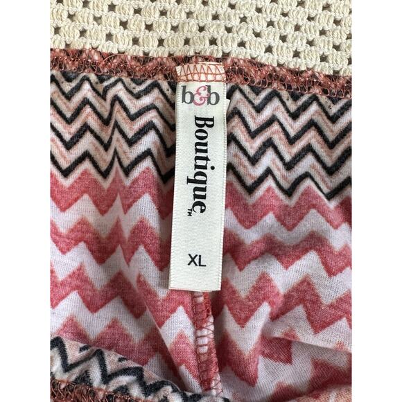 Maxi Skirt XL W/ Wide Waist Band Stretch Zig Zag Stripes Boho Hippie Whimsy - Picture 7 of 9